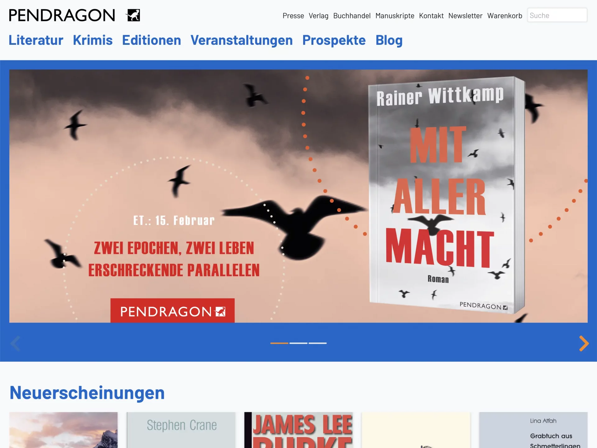 Screenshot von Pendragon Verlag