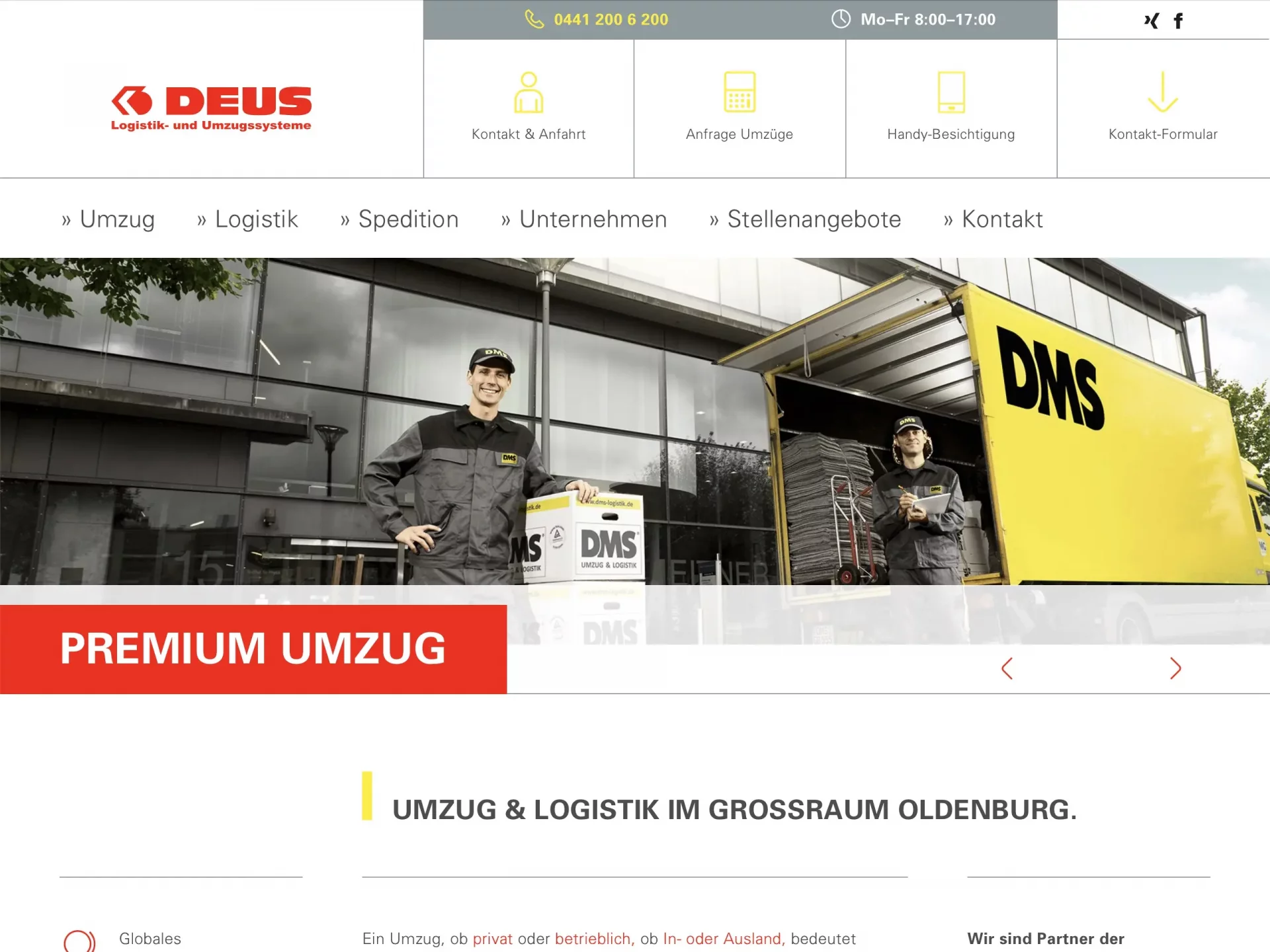 Screenshot von Deus Logistik